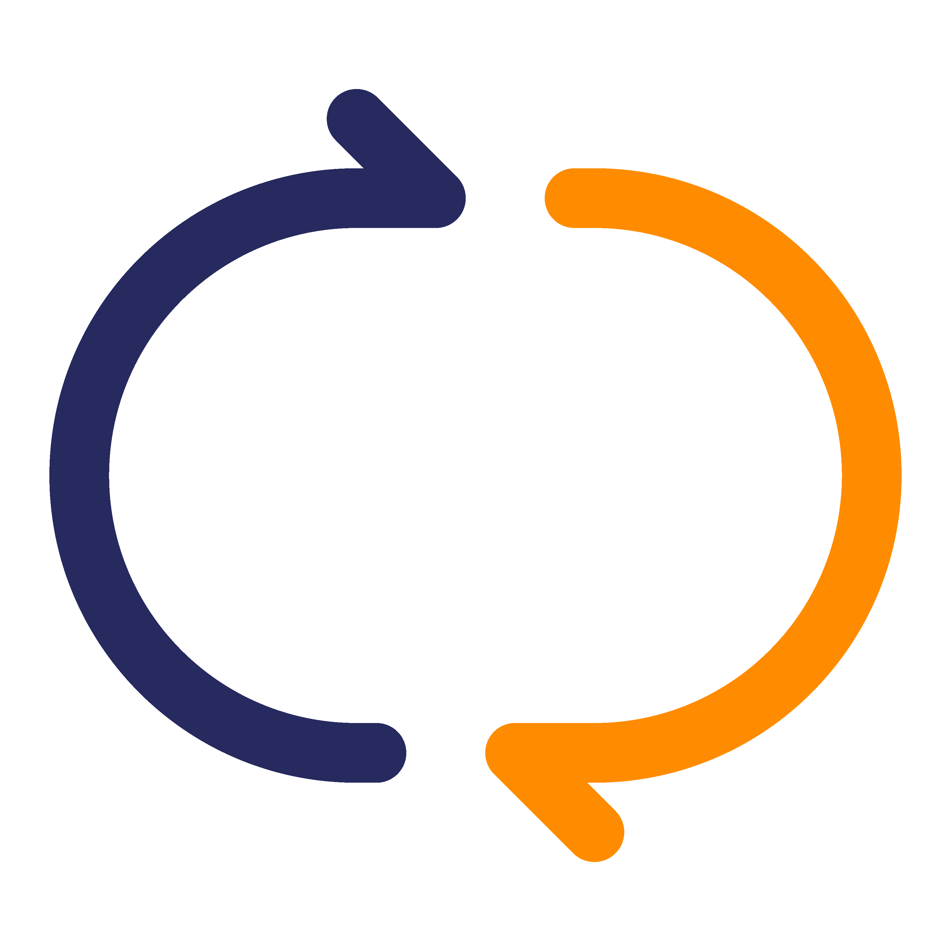 Icon of two arrows in reverse