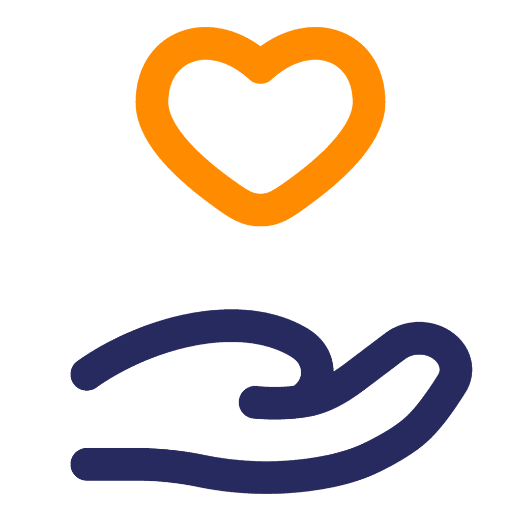 Icon with a heart and hand