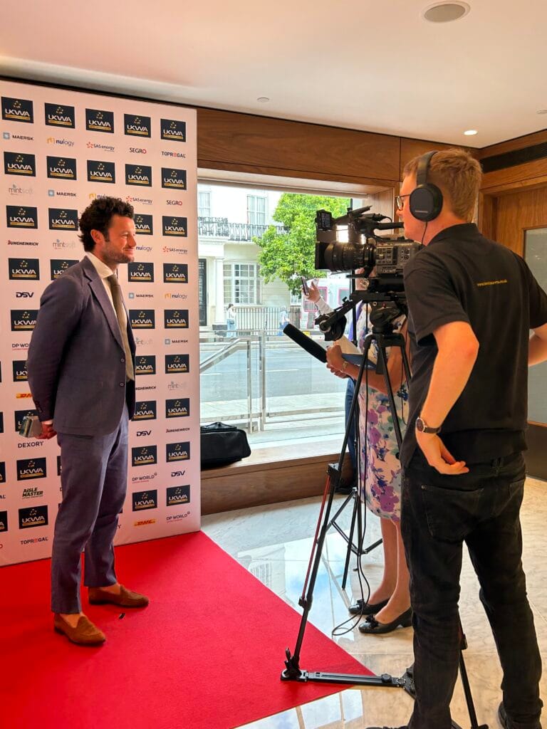 Josh from Finishing Line being interviewed