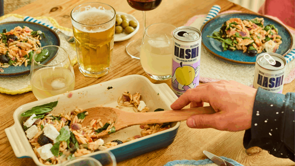 From Hangovers to High Demand: The Rise of Nashi Pear Juice 4 Nashi Pear Juice on dinner table