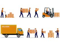 Warehouse team showcasing our processes of product fulfilment Team of workers displaying Finishing Line's fulfilment processes.