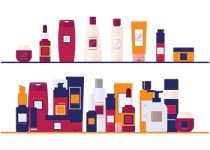 Examples of hair, make up, and skincare products.